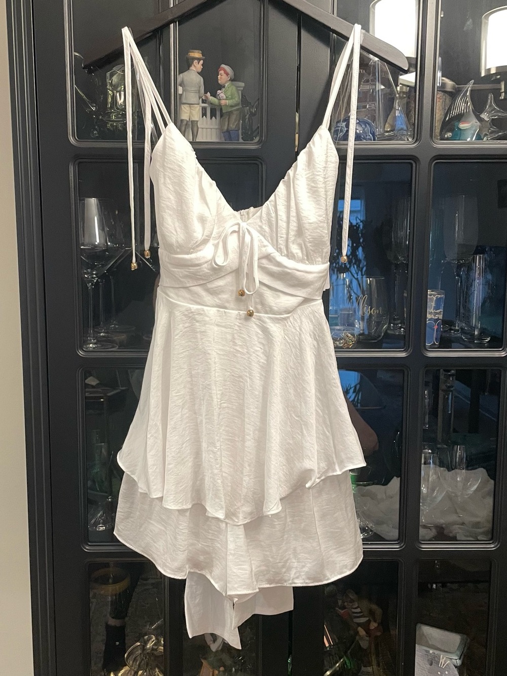 Crystal Doll - White Tiered Spaghetti-Strap Romper